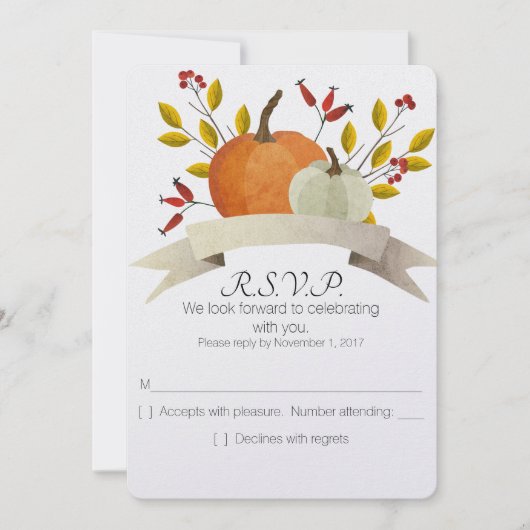 Invitation Citrouille Fun/Thanksgiving Mariage/RSVP (Devant)