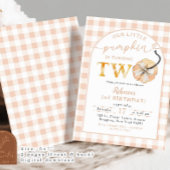 Invitation Citrouille Gingham Orange Élégant 2e Anniversaire
