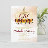 Invitation Citrouille Girl Sunflower Gold Premier anniversair (Debout devant)