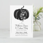 Invitation Citrouille glamour noir et argent pour soirée d'Ha (Debout devant)