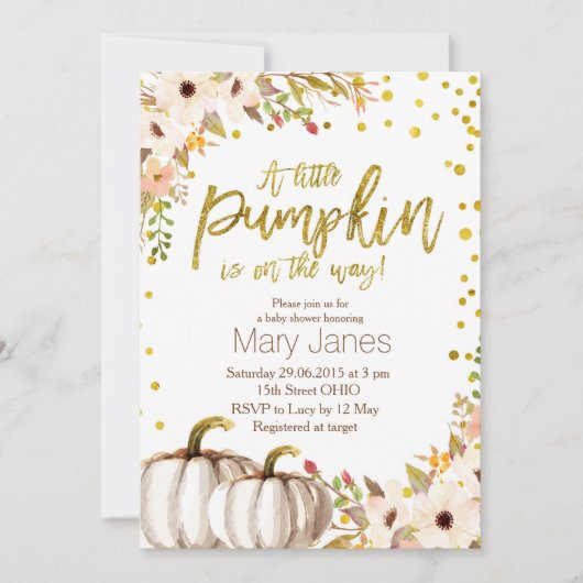 Invitation citrouille Gold (Devant)