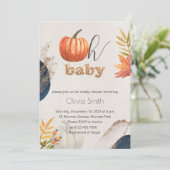 Invitation Citrouille Gold Fall Oh Baby Baby shower (Debout devant)
