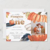 Invitation Citrouille Gold Fall Premier Anniversaire Avec Pho (Devant)