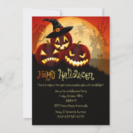 Invitation Citrouille Grins Halloween (Devant)