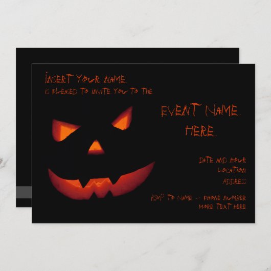 Invitation Citrouille Halloween 001 (Devant / Derrière)