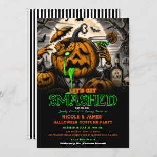 Invitation Citrouille Halloween cassé Cocktail Party
