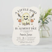 Invitation Citrouille Halloween Ghost Little Boo Baby shower (Debout devant)