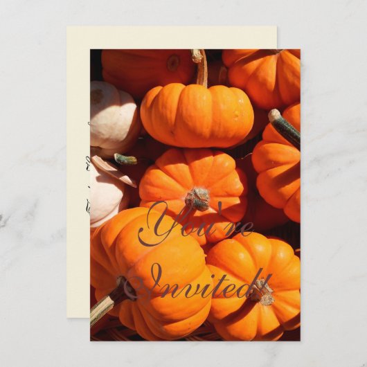 Invitation Citrouille halloween Jack-o'-lantern orange citrou (Devant / Derrière)