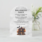 Invitation Citrouille Haunted House Bats Halloween Party (Debout devant)