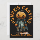 Invitation Citrouille Head Scarecrow Éffrayant Carving Party (Devant)