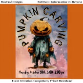 Invitation Citrouille Head Scarecrow Éffrayant Carving Party