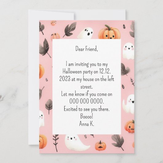 Invitation Citrouille Helloween (Devant)