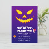 Invitation Citrouille Jack-o'-lantern de la face d'Halloween  (Debout devant)