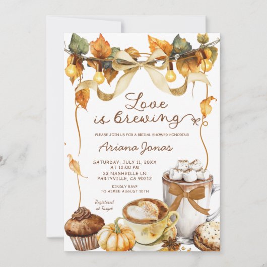 Invitation Citrouille Latte Coquette Aimer brasser nuptiale D (Devant)