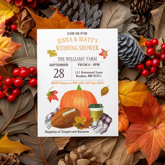 Invitation Citrouille Latte Football Marine Plum Wedding show