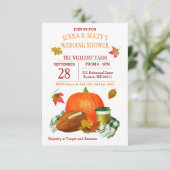 Invitation Citrouille Latte Football Wedding shower noir (Debout devant)