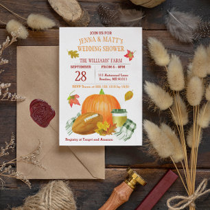 Invitation Citrouille Latte Football Wedding shower noir