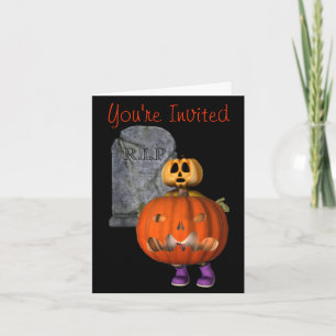 Invitation Citrouille Man Tombstone Halloween Party Invitatio