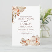 Invitation Citrouille mariage de automne Pampas Grass Automne (Debout devant)