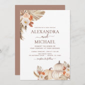 Invitation Citrouille mariage de automne Pampas Grass Automne (Devant / Derrière)