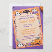 Invitation Citrouille mignon Halloween Bash Orange Purple (Devant)