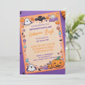 Invitation Citrouille mignon Halloween Bash Orange Purple (Debout devant)