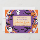 Invitation Citrouille mignon Halloween Bash Orange Purple (Devant)