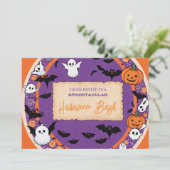 Invitation Citrouille mignon Halloween Bash Orange Purple (Debout devant)