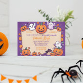 Invitation Citrouille mignon Halloween Bash Orange Purple