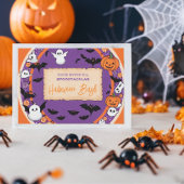 Invitation Citrouille mignon Halloween Bash Orange Purple