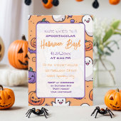 Invitation Citrouille mignon Halloween Bash Orange Purple