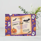 Invitation Citrouille mignon Halloween Bash Orange Purple (Debout devant)
