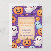 Invitation Citrouille mignon Halloween Bash Orange Purple (Dos)