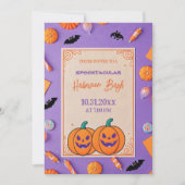 Invitation Citrouille mignon Halloween Bash Orange Purple (Devant)