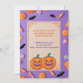 Invitation Citrouille mignon Halloween Bash Orange Purple (Dos)