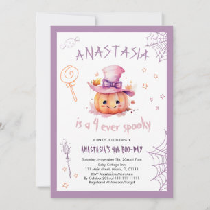 Invitation Citrouille mignonne Halloween Baby Girl 4e anniver