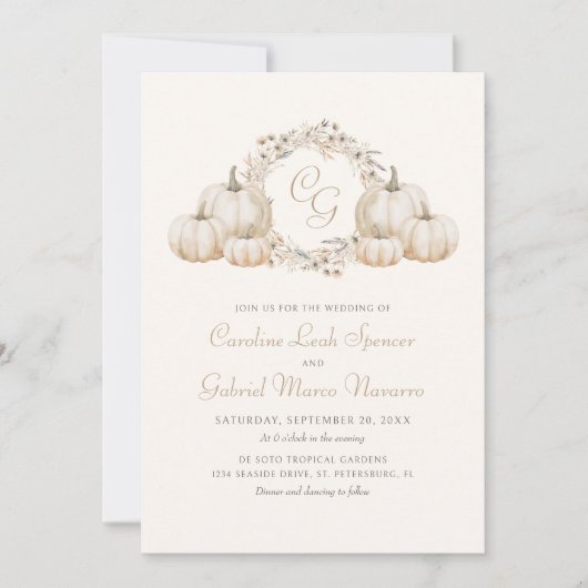 Invitation Citrouille minimaliste d'automne Mariage (Devant)