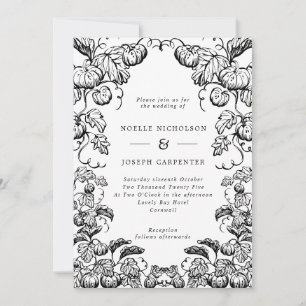 Invitation Citrouille monochrome et Mariage de automne de tra