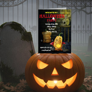 Invitation Citrouille Monsters Halloween/Anniversaire Invitat