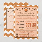 Invitation Citrouille Motif Chevron (Devant / Derrière)