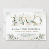 Invitation Citrouille neutre automne verdure or 2e anniversai (Devant)