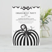 Invitation Citrouille noir blanc rayé automne (Debout devant)