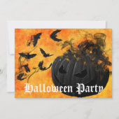 Invitation Citrouille noir effrayant et fête d'Halloween chau (Devant)