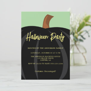 Invitation Citrouille noir simple fête costumée Halloween