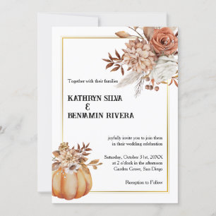 Invitation Citrouille Octobre Élégant Mariage de automne Invi