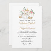 Invitation Citrouille or rose floral élégant Mariage de autom (Devant / Derrière)