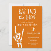 Invitation Citrouille Orange Bad Two The Bone 2nd Birthday Pa (Devant)