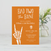 Invitation Citrouille Orange Bad Two The Bone 2nd Birthday Pa (Debout devant)