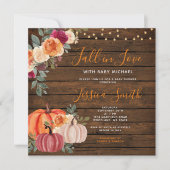 Invitation Citrouille orange bois chute dans le Baby shower d (Devant)