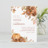 Invitation Citrouille orange brûlé automne Mariage de automne (Debout devant)